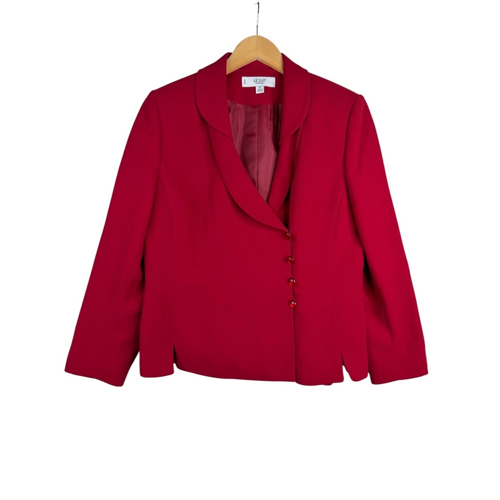 Le Suit Essentials Women's 2-Piece Bazer/Skirt Set size 10 Petite Red